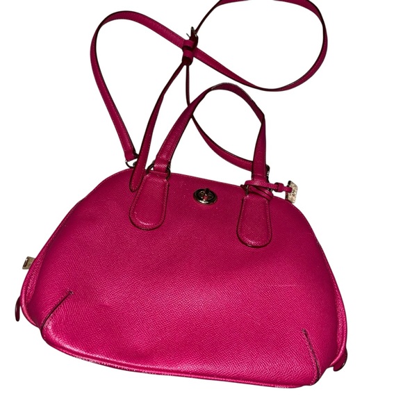 Coach Mini Prince Street Satchel Leather Bag Purse Pink Ruby crossbody - Picture 1 of 8